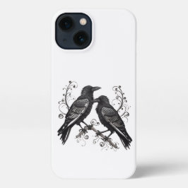 Black Raven Pair in Quilling style design iPhone Hülle