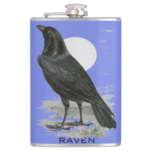 Black Raven Personalize Name Flask Flachmann
