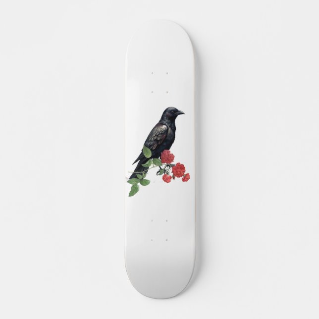 Black Raven & Red Roses Skate Deck Skateboard (Vorne)