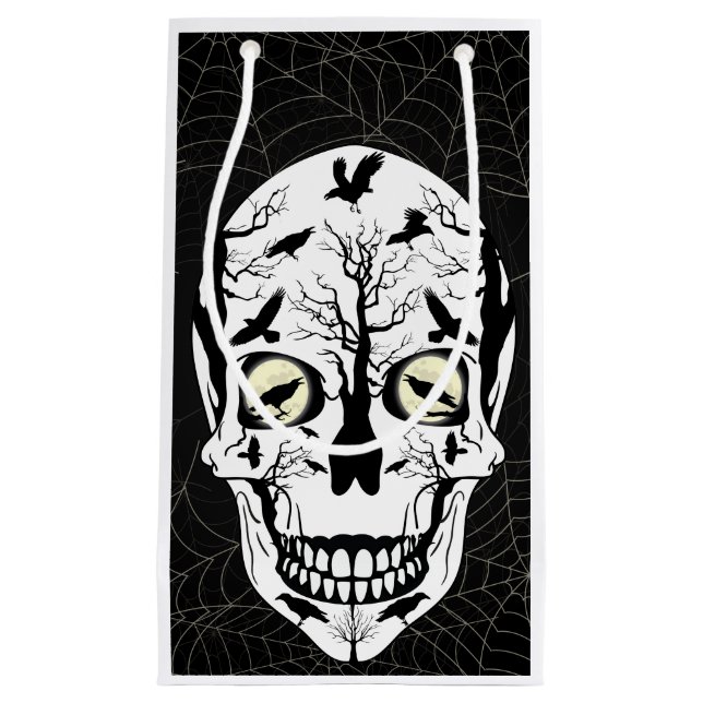 Black Raven Skeleton Skull Geschenktasche Kleine Geschenktüte (Vorderseite)