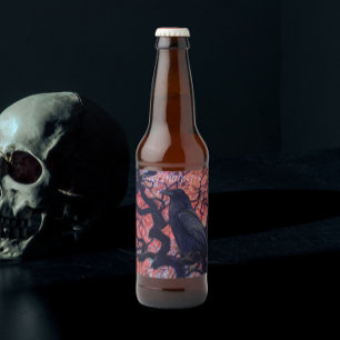 Black Raven und Gnarly Japanese Maple Tree Bierflaschenetikett