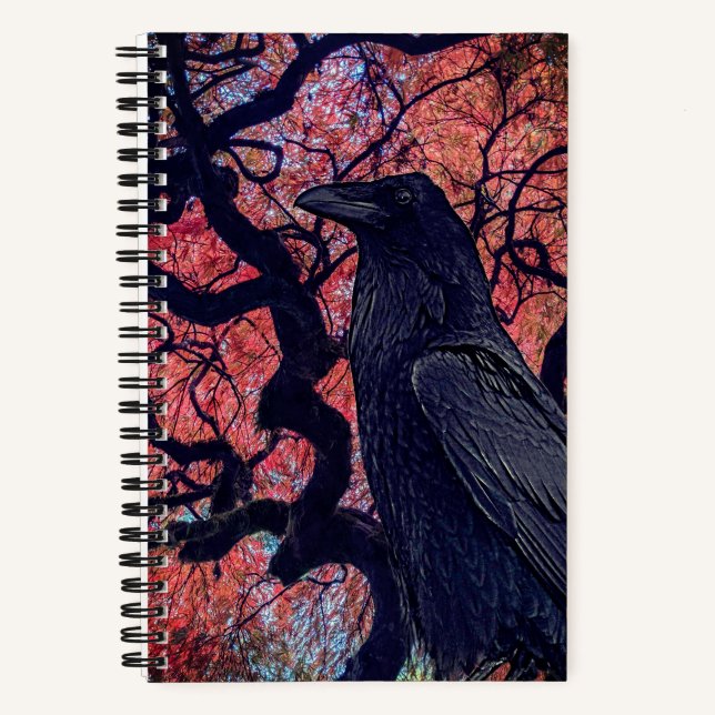 Black Raven und Gnarly Japanese Maple Tree Notizbuch (Vorderseite)