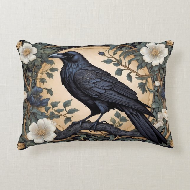 Black Raven William Morris Inspiriert Dekokissen (Vorderseite)