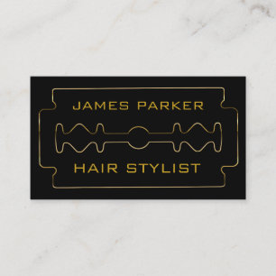 Black Razor Blade Barber Hair Stylist Visitenkarte
