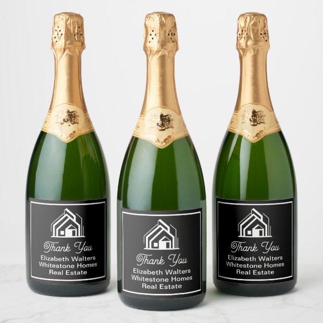 Black Real Estate Company Custom Realtor Party (Flaschen)