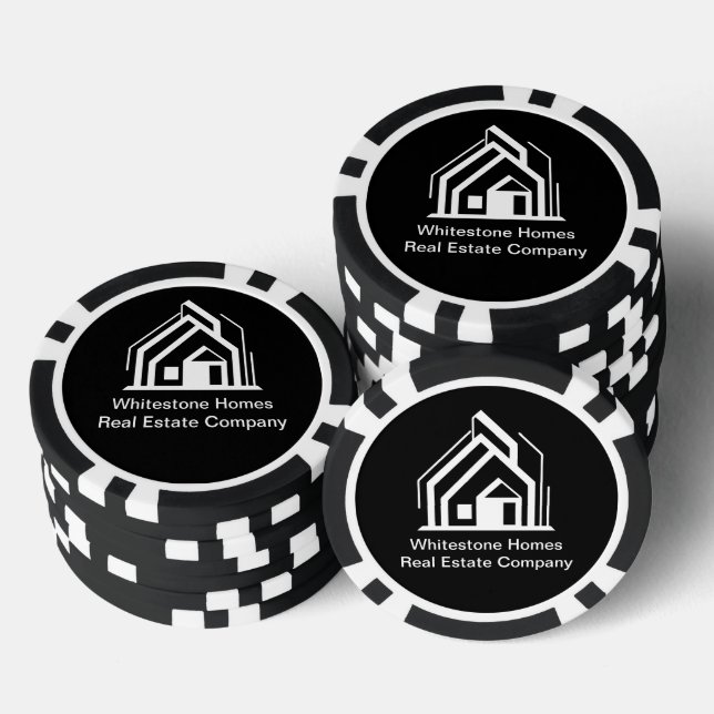 Black Real Estate Company Custom Realtor Pokerchips (Stapel)