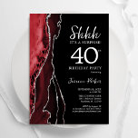 Black Red Agate Überraschung 40. Geburtstag Einladung<br><div class="desc">Schwarz-Weiß-Agate überrascht 40. Geburtstag Party Einladung. Elegantes modernes Design mit Aquarellfarben-marmorgeode Hintergrund,  Imitats Glitzer Silber und Typografie Skript-Schriftart. Die trendige Einladungskarte eignet sich perfekt für eine stilvolle Damenfeier. Gedruckte Zazzle-Einladungen oder Sofortdownload digitaler Druckvorlage.</div>