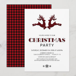 Black Red Buffalo Kariert Dei Weihnachten Party Einladung