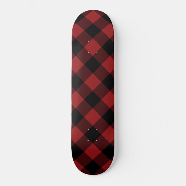 Black Red Buffalo Kariert Karo Skateboard Geschenk (Vorderseite)