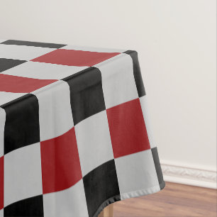 Black Red Check Tablecloth Sport Tischdecke