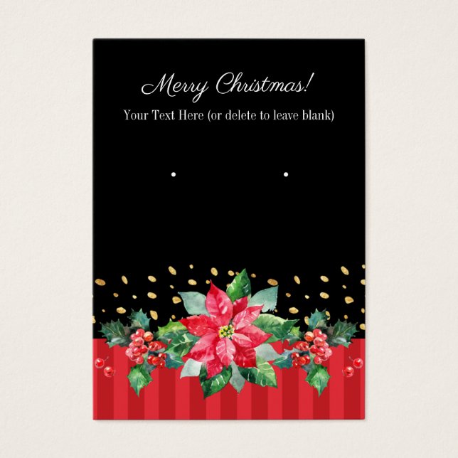 Black & Red Christmas Earring Cards (Vorderseite)