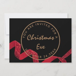 Black Red Christmas Eve Abendessen Winter Einladung
