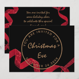 Black Red Christmas Eve Abendessen Winter Einladung