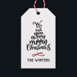 Black & Red Christmas Tree Lettering Holiday Gesch Geschenkanhänger<br><div class="desc">Feiertagsbotschaft in Form eines Weihnachtsbaumes mit dem Namen der Familie oder des Unternehmens. Für eine erweiterte Anpassung dieses Designs klicken Sie bitte auf das obige "BLUE DESIGN TOOL"!</div>