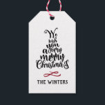 Black & Red Christmas Tree Lettering Holiday Gesch Geschenkanhänger<br><div class="desc">Feiertagsbotschaft in Form eines Weihnachtsbaumes mit dem Namen der Familie oder des Unternehmens. Für eine erweiterte Anpassung dieses Designs klicken Sie bitte auf das obige "BLUE DESIGN TOOL"!</div>