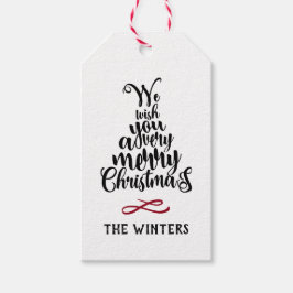 Black & Red Christmas Tree Lettering Holiday Gesch Geschenkanhänger