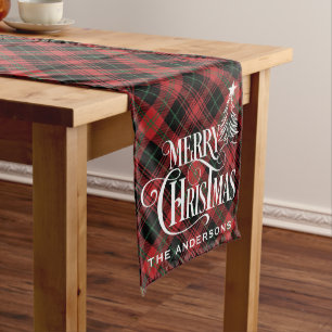 Black Red Farmhouse Weihnachten Tartan Kariert Cus Mittelgroßer Tischläufer