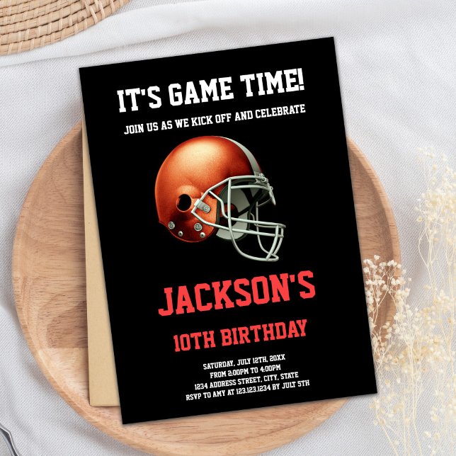 Black Red Football Invitations Anniversaire (Black Red Football Birthday Invitations)