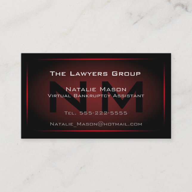 Black & Red Framed Monogram - Business Card Visitenkarte (Vorderseite)