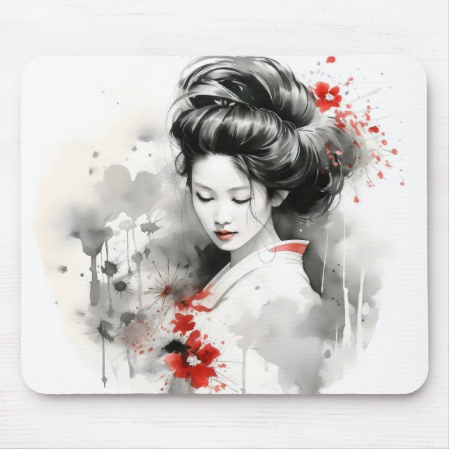 Black Red Geisha Mousepad (Vorne)