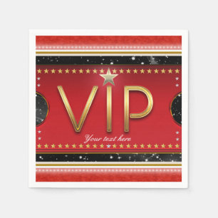 Black Red Gold Glam Stars VIP Ticket Custom Party Serviette