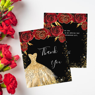 Black Red Gold Kleid Budget Geburtstag Vielen Dank Flyer