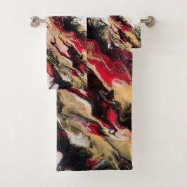 Black Red Gold Negative Space Abstrakt Badhandtuch Set