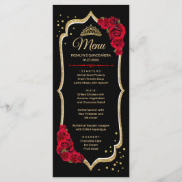 Black Red Gold Quinceanera Menükarte