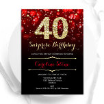 Black Red Gold Überraschung 40. Geburtstag Einladung<br><div class="desc">Überraschung 40. Geburtstag Party Einladung. Elegantes Schwarz-Design mit Imitaten Glitzer Gold. Mit stilvollen Diamanten,  Bokeh-Leuchten und Skript-Schriftart. Männer oder Frauen laden ein. Ideal für eine stilvolle Geburtstagsparty. Personalisieren Sie Ihre persönlichen Daten. Nachricht,  wenn Sie weitere Anpassungen benötigen. Gedruckte Zazzle Einladungen oder Sofortdownload digitalen druckbaren Vorlage.</div>