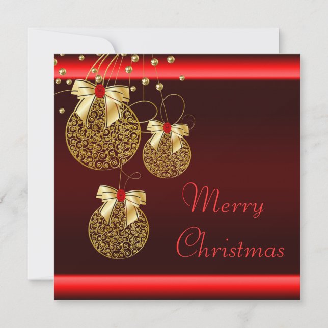 Black Red Gold Weihnachts-Party Einladung (Vorderseite)