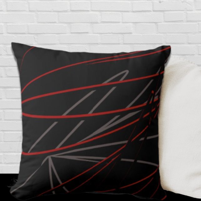 Black Red Gray Moderne Elegante Abstrakt Kissen (Von Creator hochgeladen)