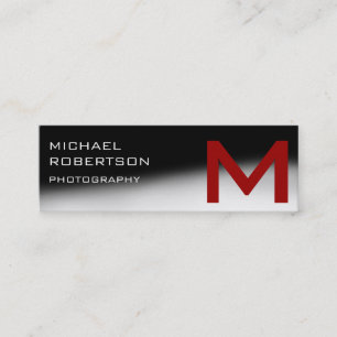 Black Red Gray Monogram Fotograf Business Card Mini Visitenkarte