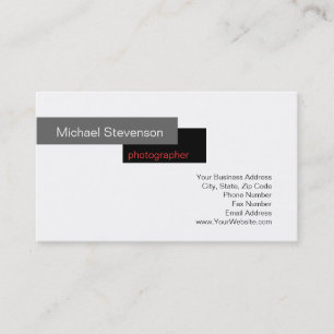 Black Red Gray White Fotografy Business Card Visitenkarte
