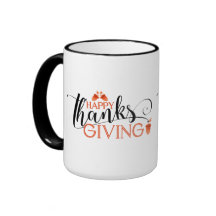Black & Red Happy Thanksgiving Typografie Design