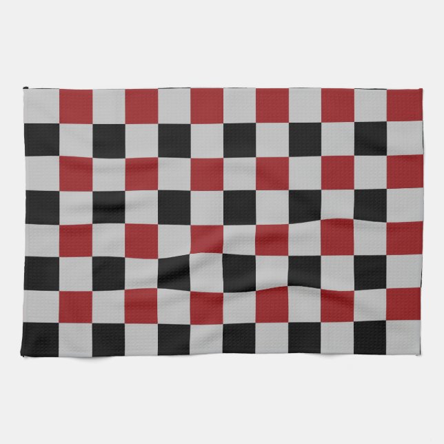 Black Red Karo Sport Flag Design Küchentücher (Horizontal)