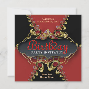 Black Red Lace Exotic Geburtstagsparty Einladung