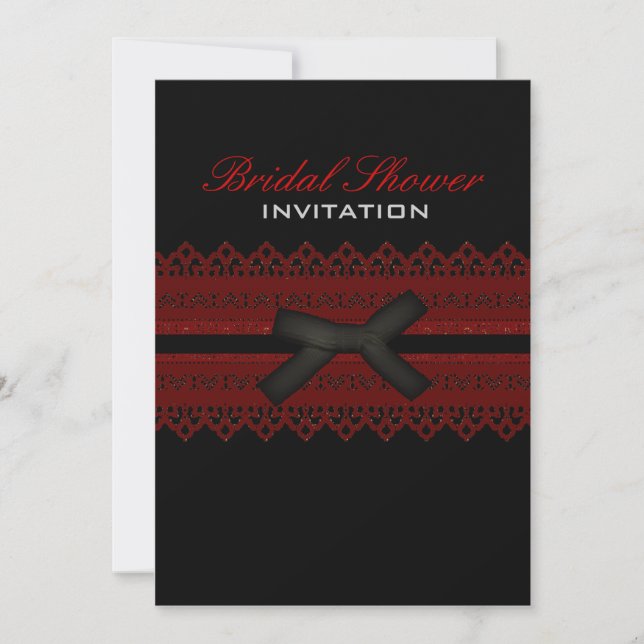 Black Red Lace Gothique nuptiale invitation (Devant)
