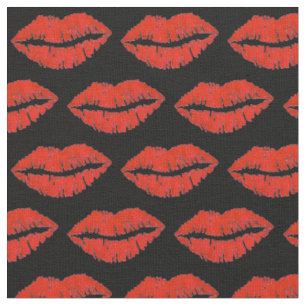Black Red Lips Lipstick Kiss Print Valentine Liebe Stoff