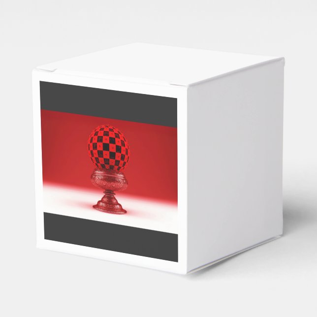Black & Red Mandy Ball On Metallic Rose Base Geschenkschachtel (Vorderseite)