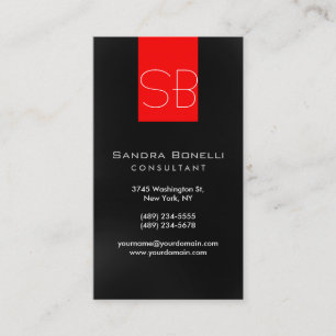 Black Red Monogram Business Card Visitenkarte