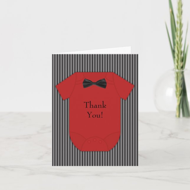 Black Red Pinstripe Baby Boy Vielen Dank Karten (Vorderseite)