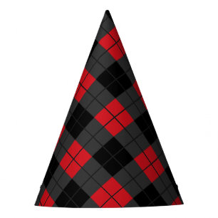 Black Red Plaid Check Party Hat Partyhütchen