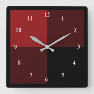 Black & Red Plaid Checked - Quadratische Wanduhr