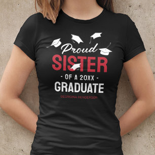 Black Red Proud Sister 2025 Graduate T-Shirt