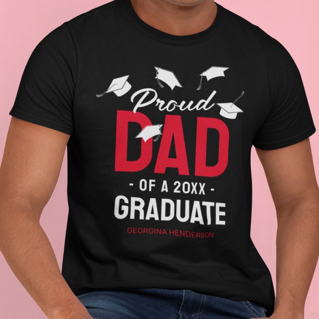 Black Red Proud Vater 2025 Graduate T-Shirt (Von Creator hochgeladen)