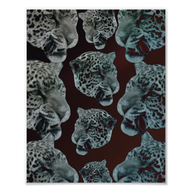 Black Red Psychedelic Leopard Heads Fotodruck (Vorne)