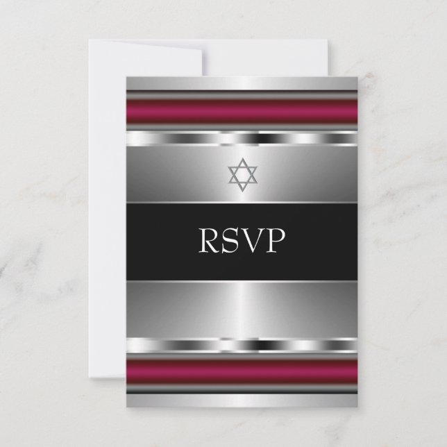 Black Red Star de David Bar Mitzvah RSVP (Devant)