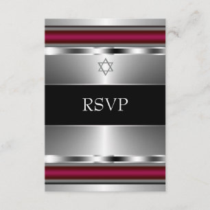 Black Red Star von David Bar Mitzvah UAWG RSVP Karte