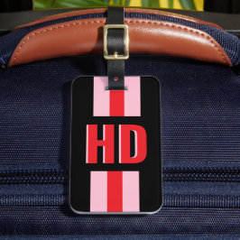 Black & Red striped Shadow Monogram retro vintage Gepäckanhänger