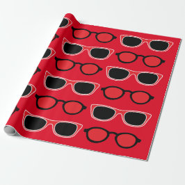 Black Red Sunglasses Pattern Geschenkpapier